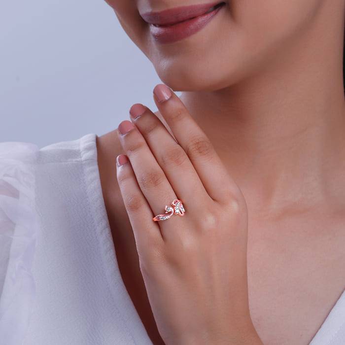 Giva 925 Silver Rose Gold Manmohak Mor Ring, Adjustable | Gifts For Women And Girls | With : R01827