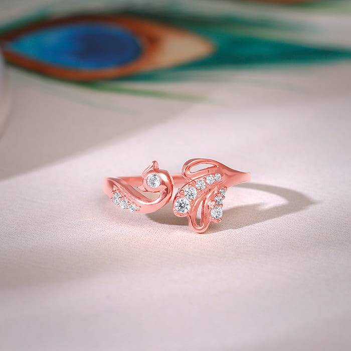 Giva 925 Silver Rose Gold Manmohak Mor Ring, Adjustable | Gifts For Women And Girls | With : R01827