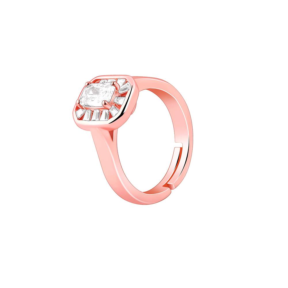 Giva 925 Silver Rose Gold Joyful Square Ring,Adjustable | Gifts For Women And Girls | With Certificate Of Authenticit : R01834