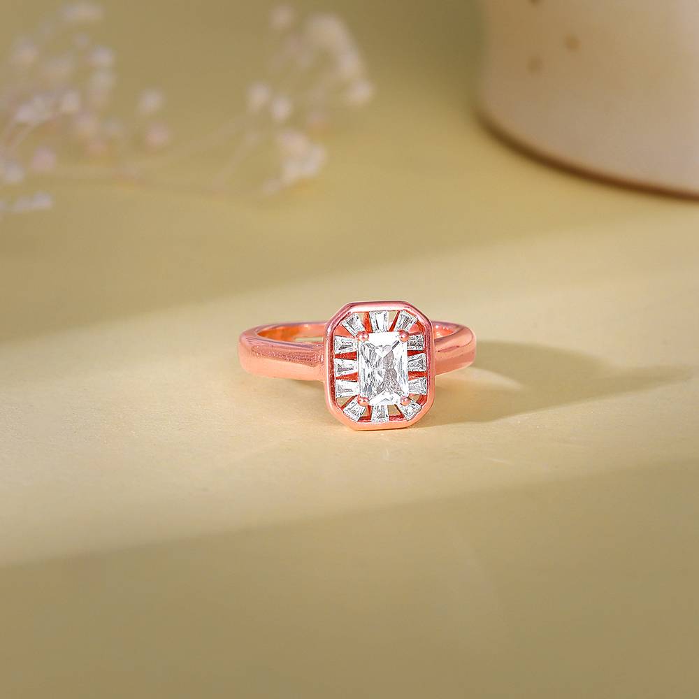 Giva 925 Silver Rose Gold Joyful Square Ring,Adjustable | Gifts For Women And Girls | With Certificate Of Authenticit : R01834