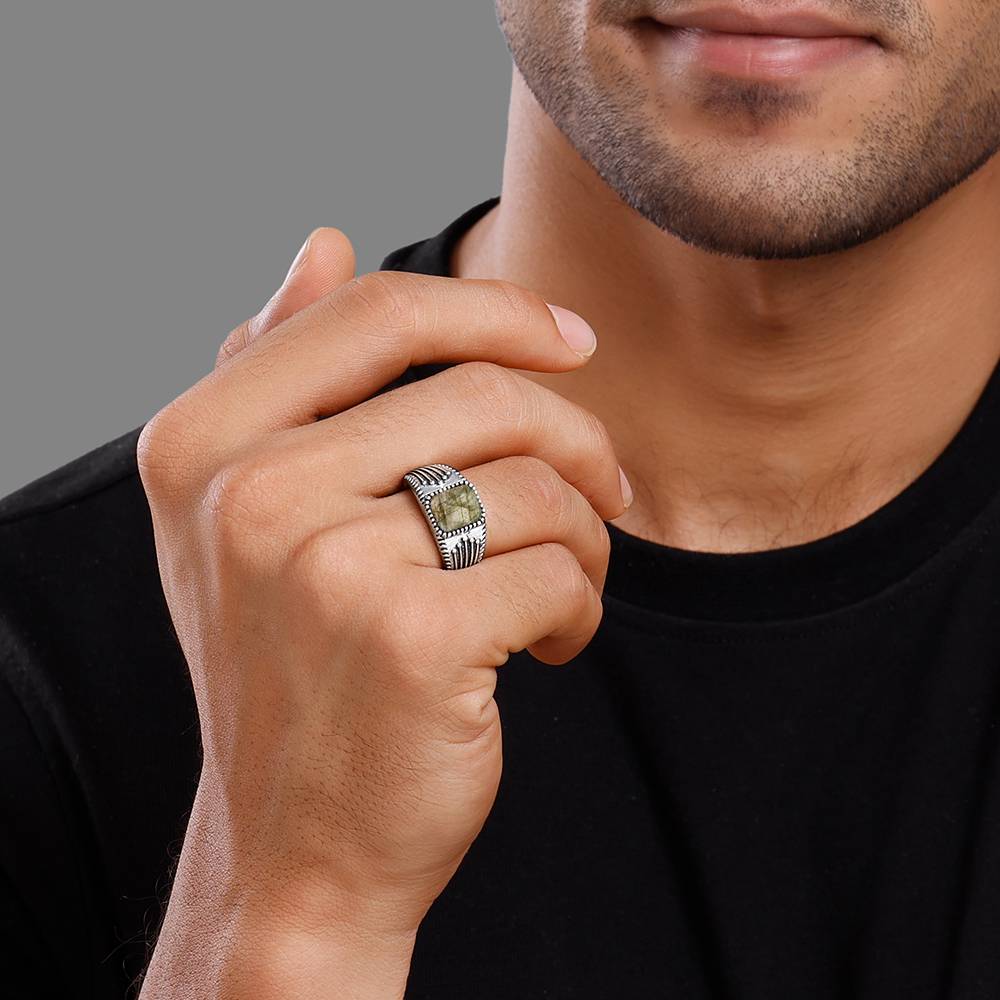 Giva 925 Silver Oxidised Silver Heritage Ring For Him,Indian - 20 : R01839