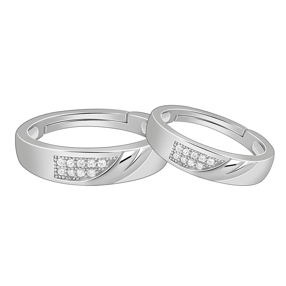 925 Silver Classy Couple Bands, Fixed Size : R01855