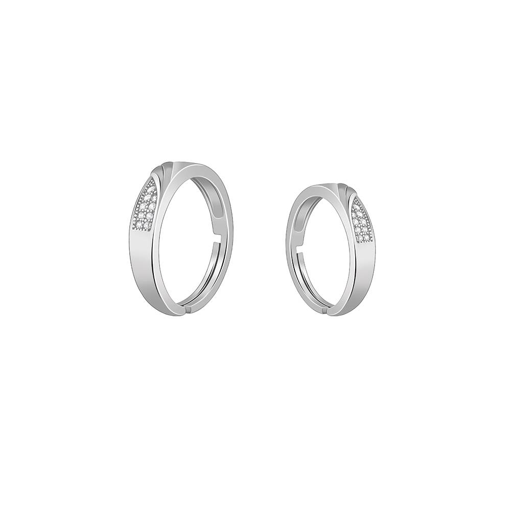 925 Silver Classy Couple Bands, Fixed Size : R01855