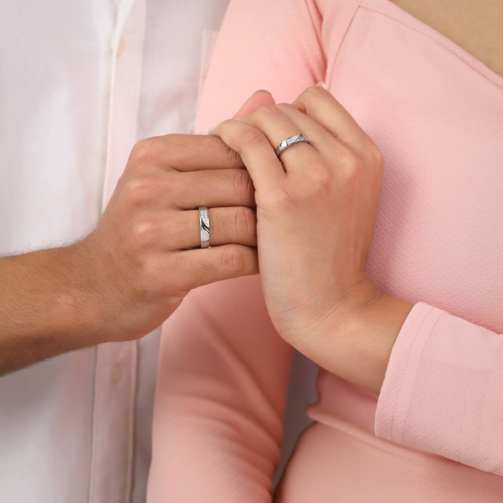 925 Silver Classy Couple Bands, Fixed Size : R01855