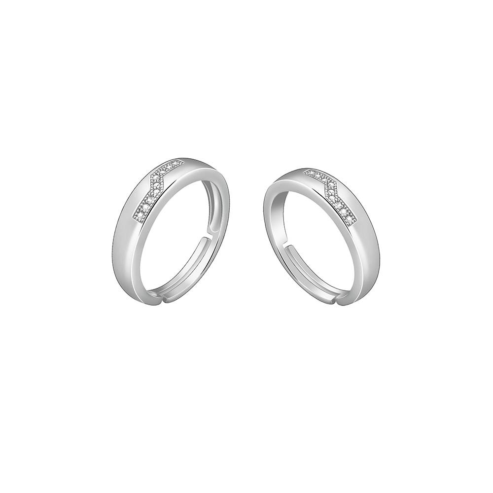 925 Silver Admiring Couple Bands, Adjustable : R01856