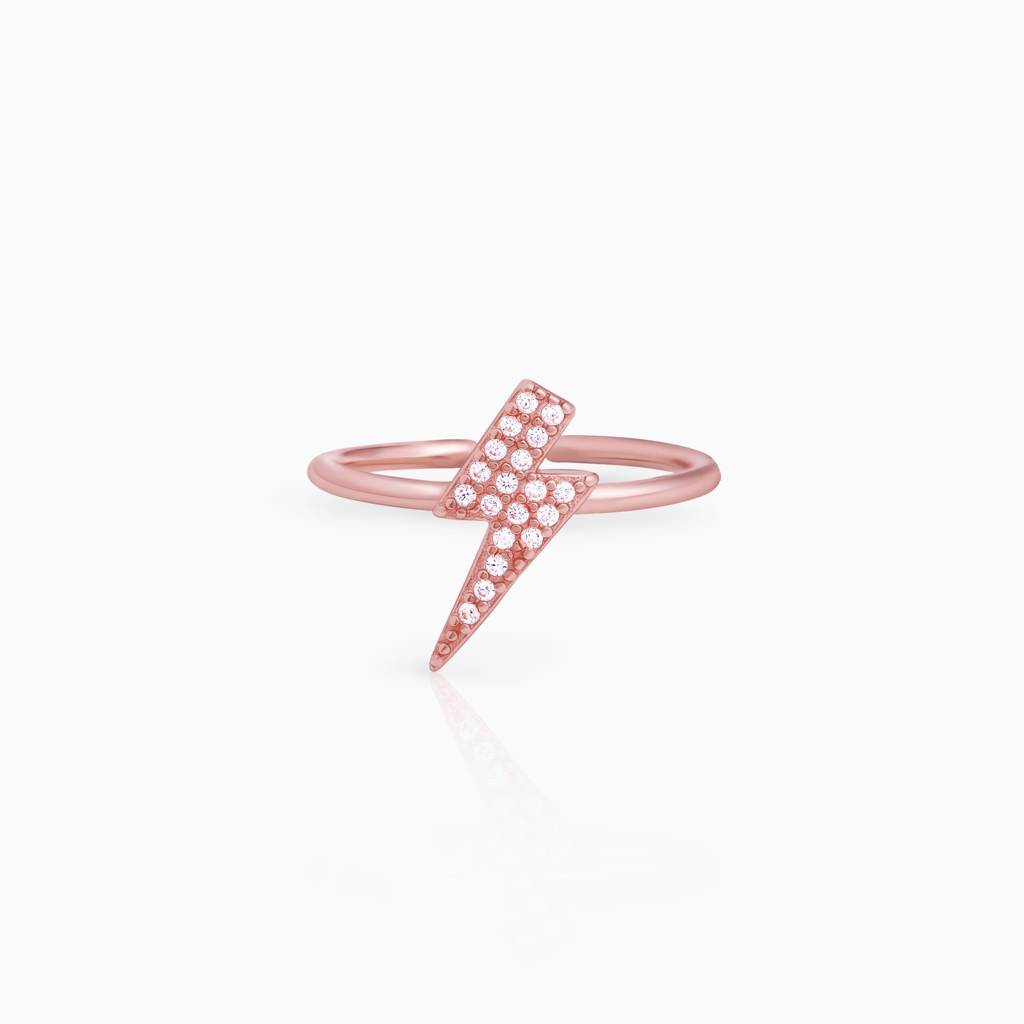 Rose Gold Sparkling Firebolt Ring : R0186