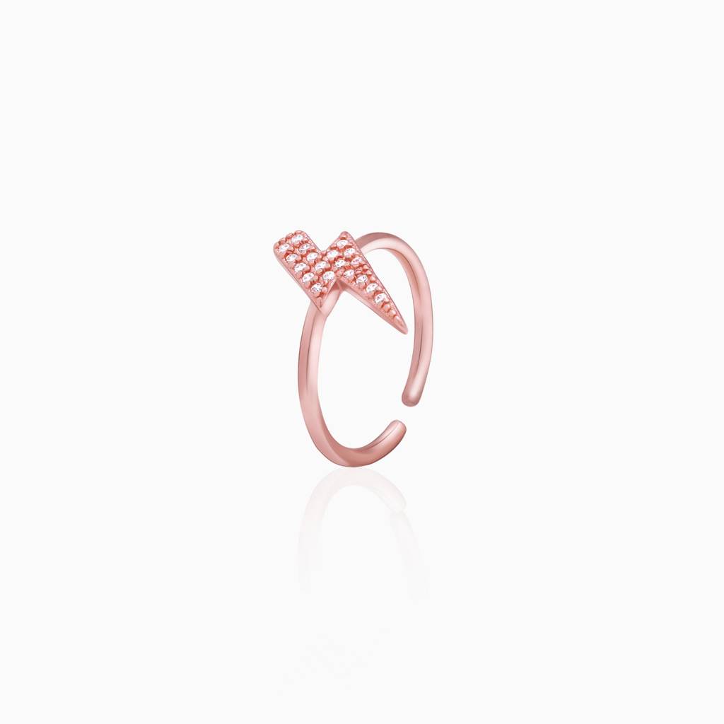 Rose Gold Sparkling Firebolt Ring : R0186