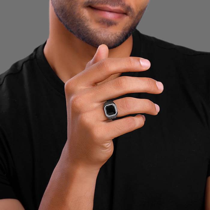 Giva 925 Silver Black Rhodium Reserved Ring For Him, Fixed Size| Gifts For Men & Boys | With Certifi : R01879_20