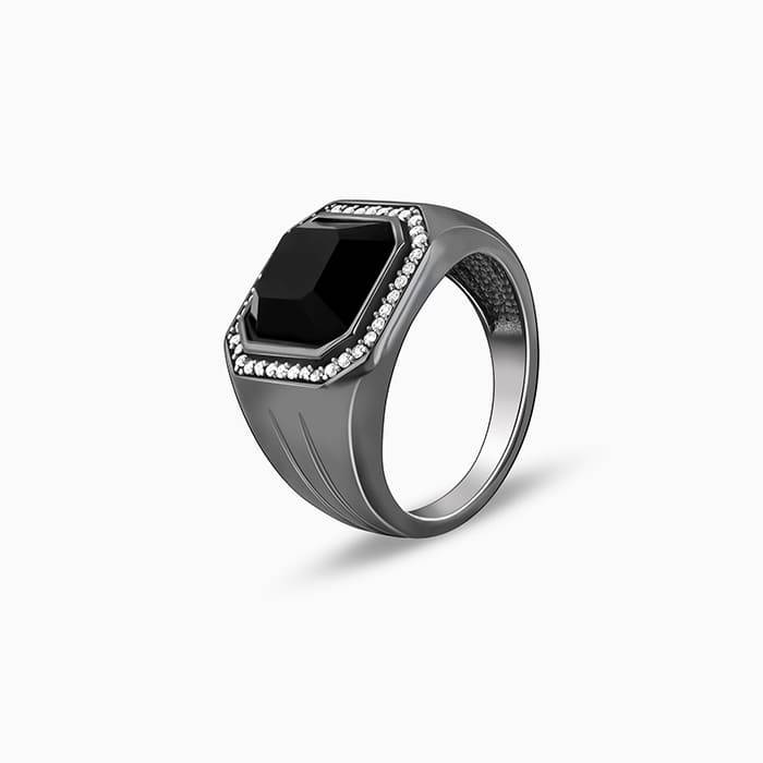 Giva 925 Silver Black Rhodium Reserved Ring For Him, Fixed Size| Gifts For Men & Boys | With Certifi : R01879_20
