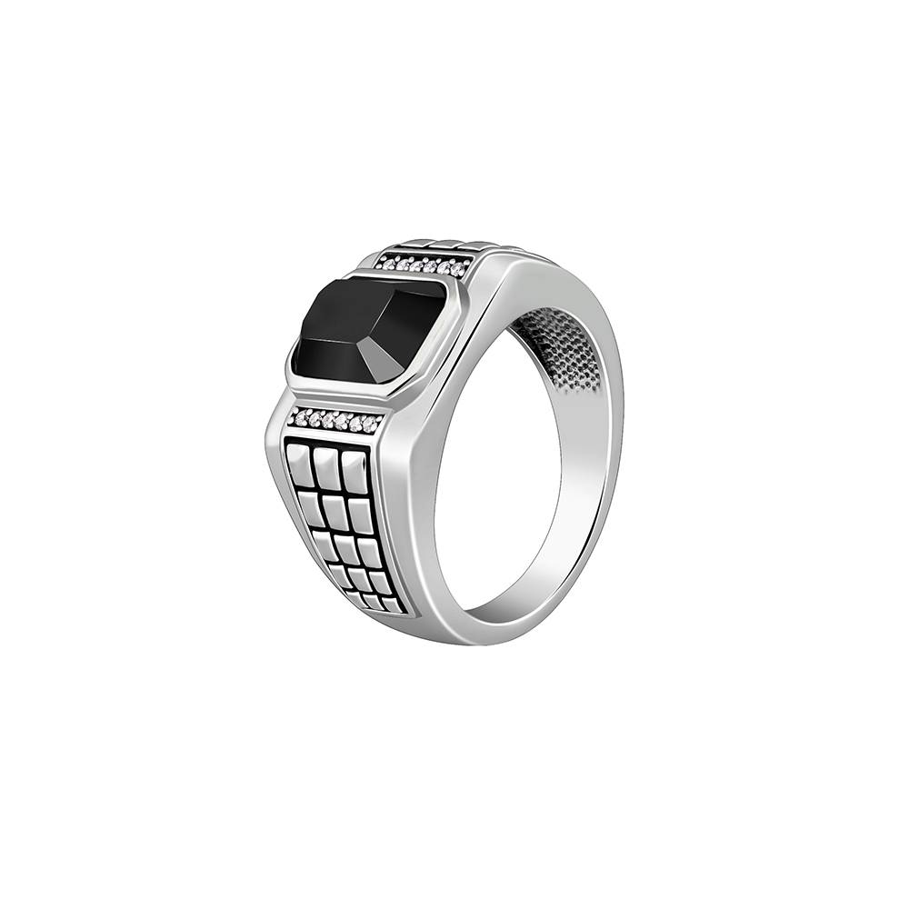 Giva 925 Silver Geometric Rectangle Ring For Him,Fixed Size, Indian - 20 | Gifts For Men And Boys | With Certi : R01880_20