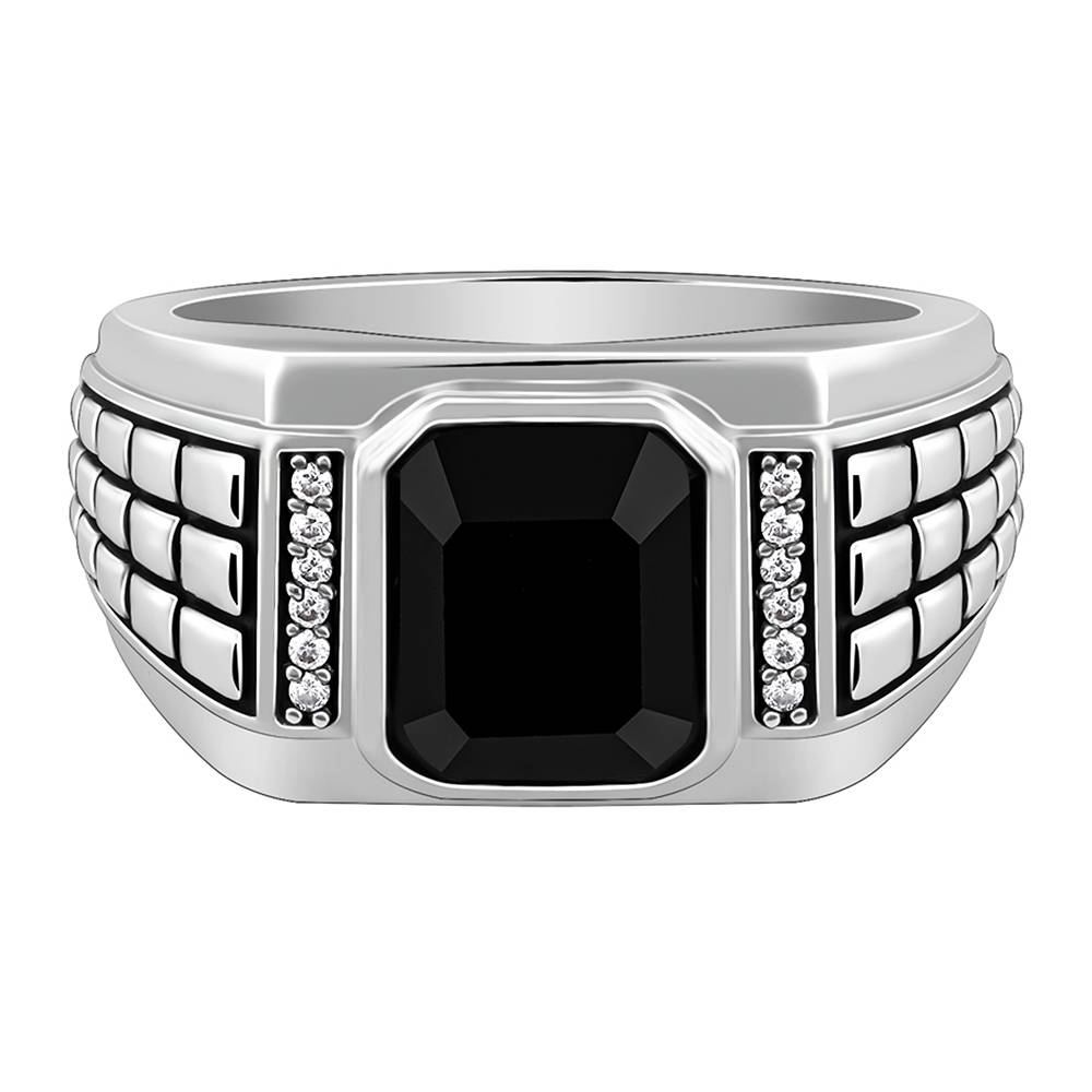 Giva 925 Silver Geometric Rectangle Ring For Him,Fixed Size, Indian - 17| Gifts For Men And Boys | With Certif : R01880_17