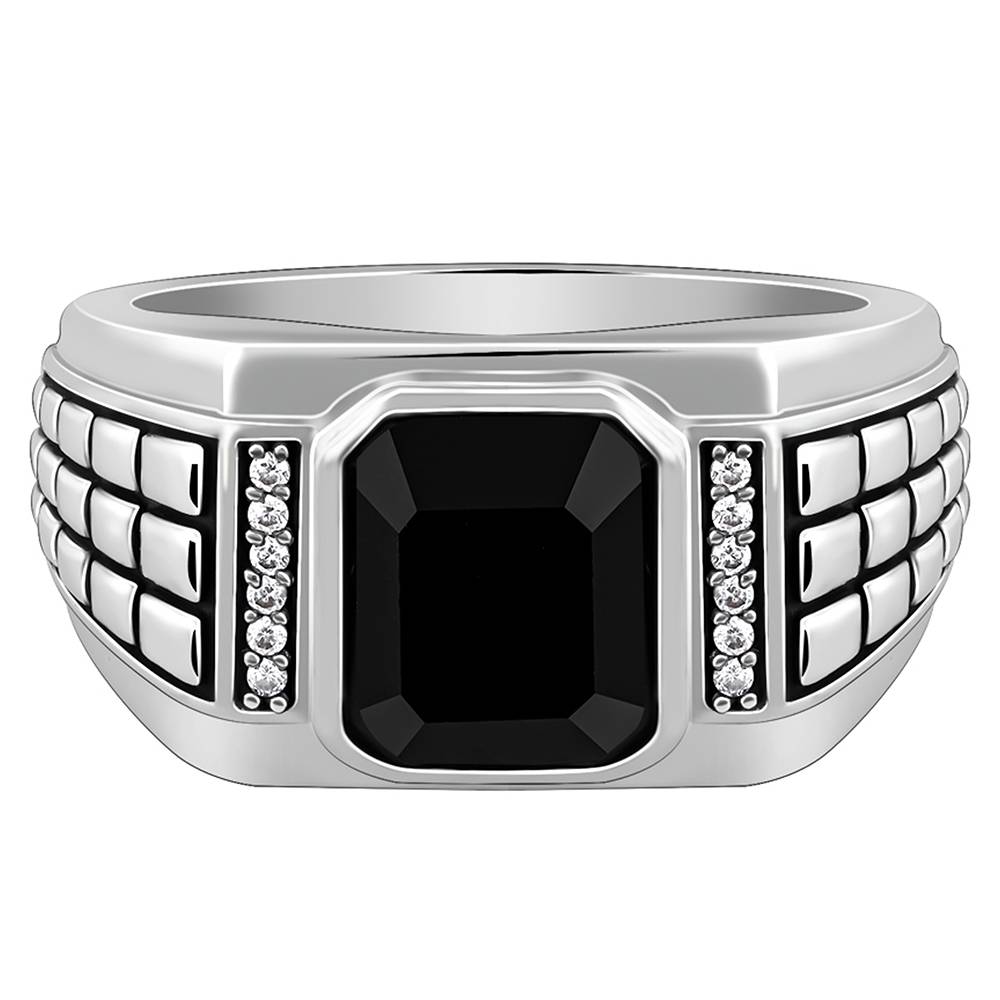 Giva 925 Silver Geometric Rectangle Ring For Him,Fixed Size, Indian - 20 | Gifts For Men And Boys | With Certi : R01880_20