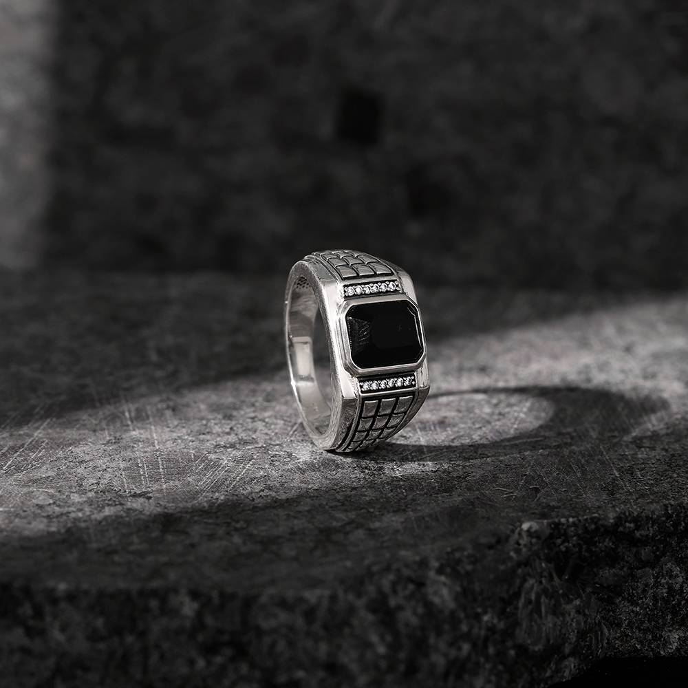 Giva 925 Silver Geometric Rectangle Ring For Him,Fixed Size, Indian - 20 | Gifts For Men And Boys | With Certi : R01880_20