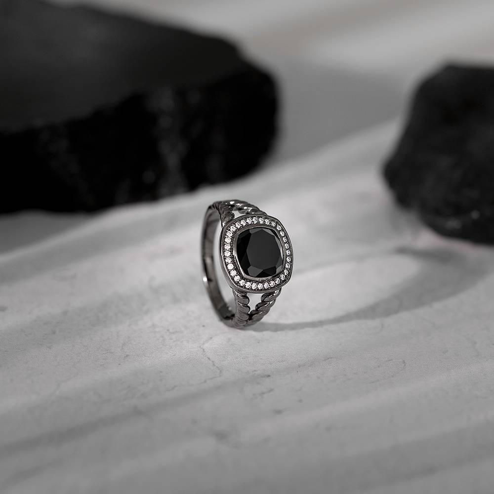 Giva 925 Silver Black Rhodium Bold Fashion Ring For Him,Fixed Size, Indian - 17| Gifts For Men And Boys | With : R01881_17