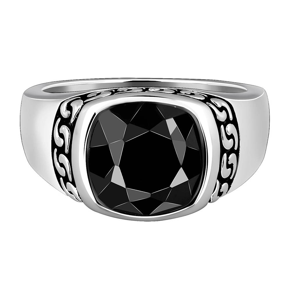 Giva 925 Silver Black Radiance Ring For Him,Fixed Size, Indian - 20 | Gifts For Men And Boys | With Certificat : R01882_20