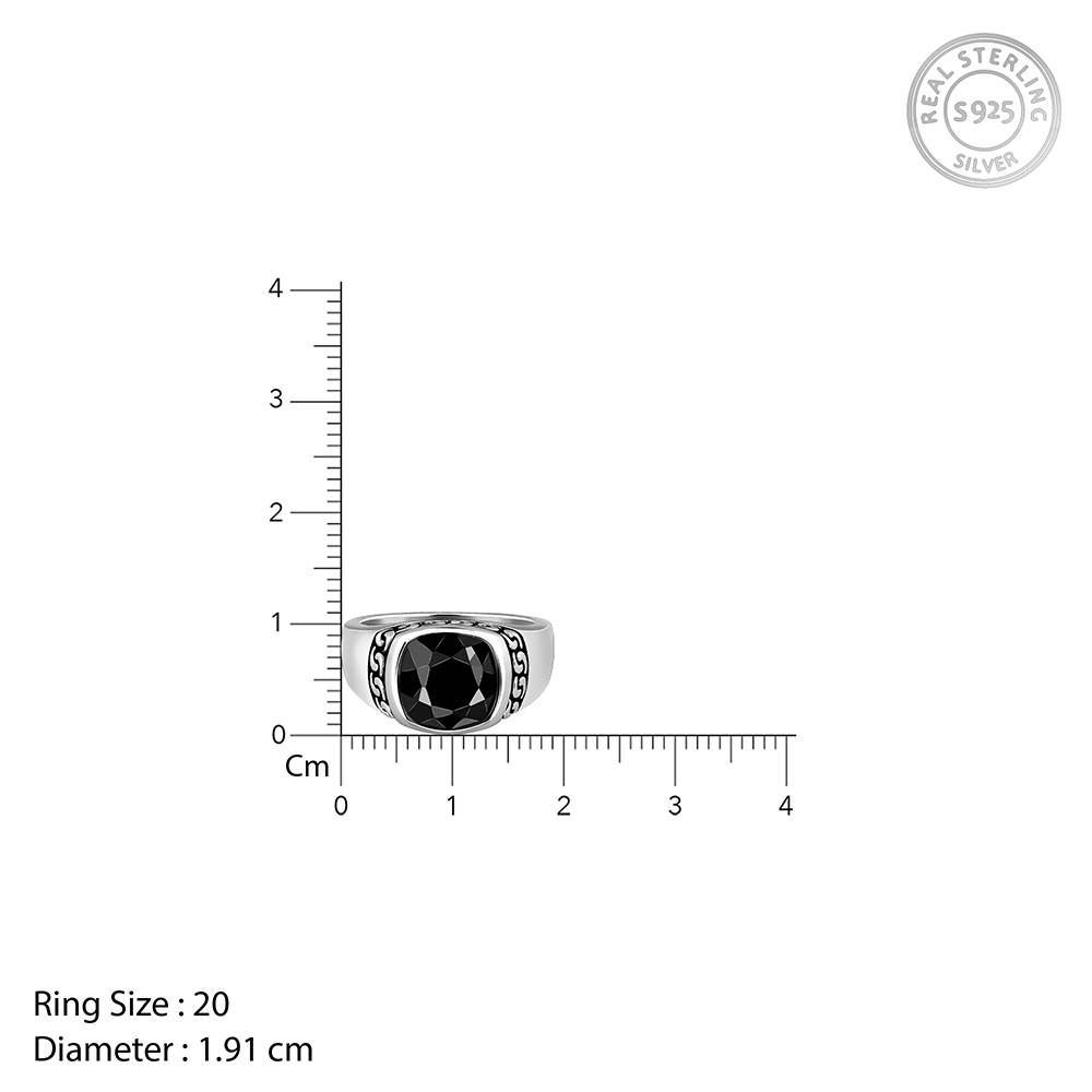 Giva 925 Silver Black Radiance Ring For Him,Fixed Size, Indian - 20 | Gifts For Men And Boys | With Certificat : R01882_20