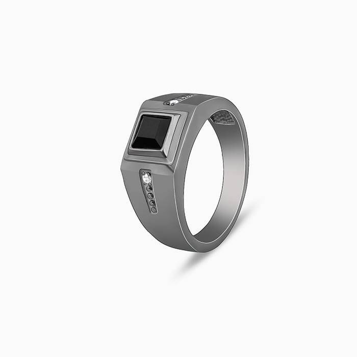 Giva 925 Silver Black Rhodium Goal Oriented Ring For Him, Fixed Size| Gifts For Men & Boys | With Ce : R01883_17