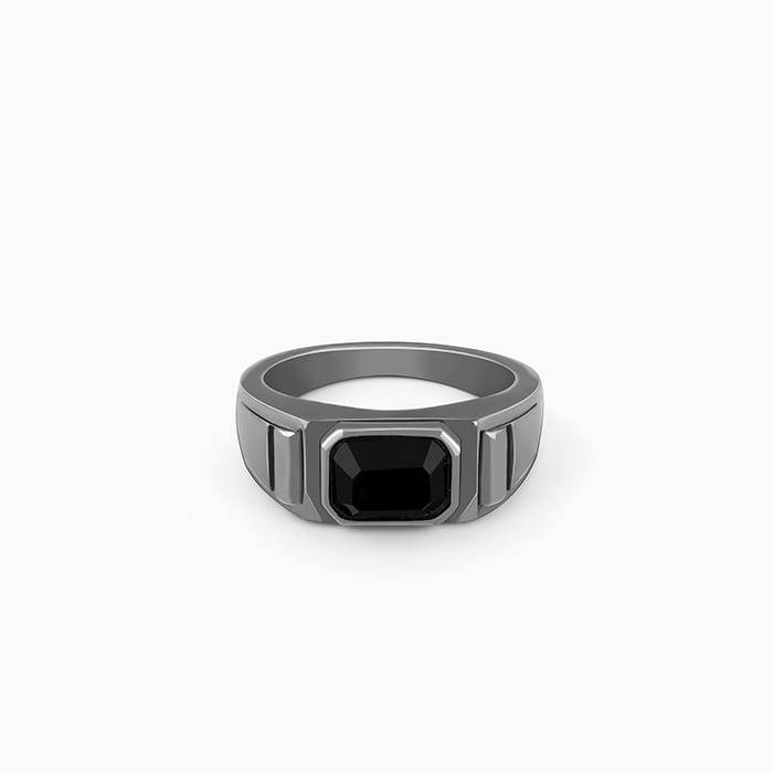 Giva 925 Silver Black Rhodium Observant Ring For Him, Fixed Size| Gifts For Men & Boys | With Certif : R01885_17
