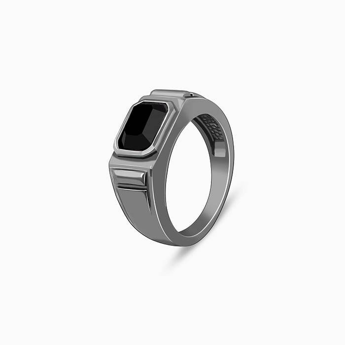 Giva 925 Silver Black Rhodium Observant Ring For Him, Fixed Size| Gifts For Men & Boys | With Certif : R01885_17