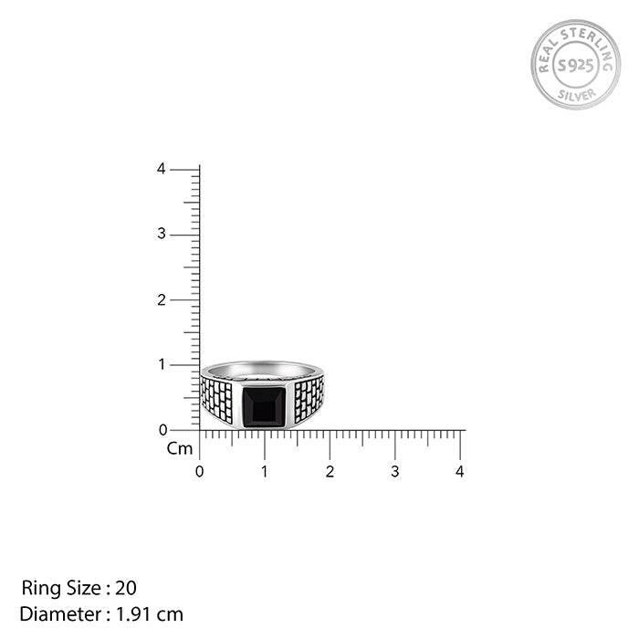 Giva 925 Silver Versatile Square Ring For Him,Fixed Size, Indian - 20 | Gifts For Men And  : R01887_20