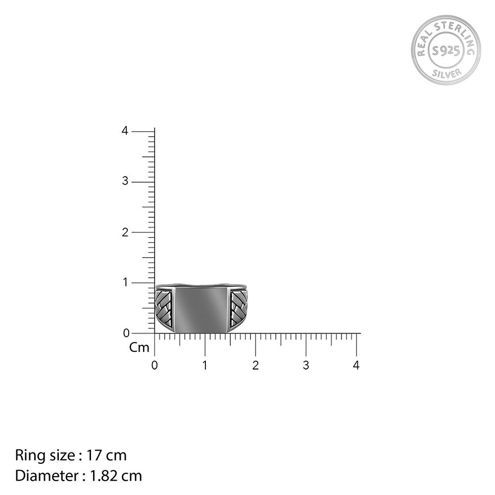 Giva 925 Silver Black Rhodium Ultimate Ring For Him,Fixed Size, Indian - 17| Gifts For Men And Boys | With Cer : R01888_17