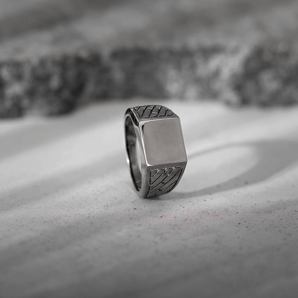 Giva 925 Silver Black Rhodium Ultimate Ring For Him,Fixed Size, Indian - 17| Gifts For Men And Boys | With Cer : R01888_17