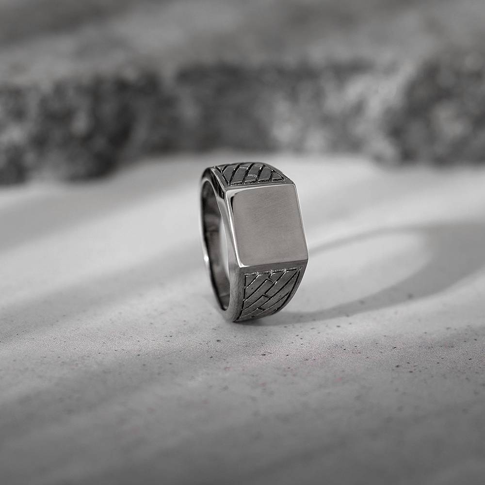 Giva 925 Silver Black Rhodium Ultimate Ring For Him,Fixed Size, Indian - 20 | Gifts For Men And Boys | With Ce : R01888_20