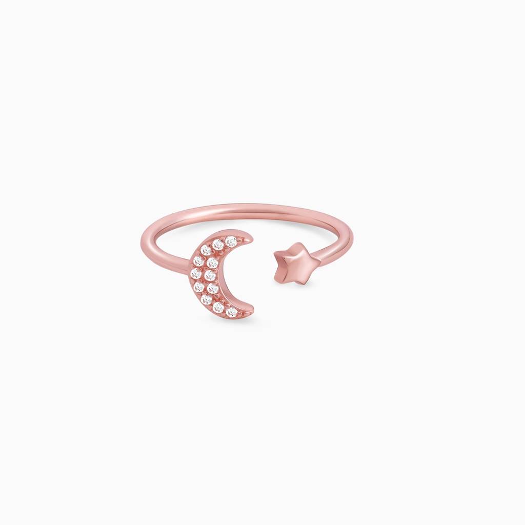 Rose Gold Moon-Star Constellation Ring : R0188