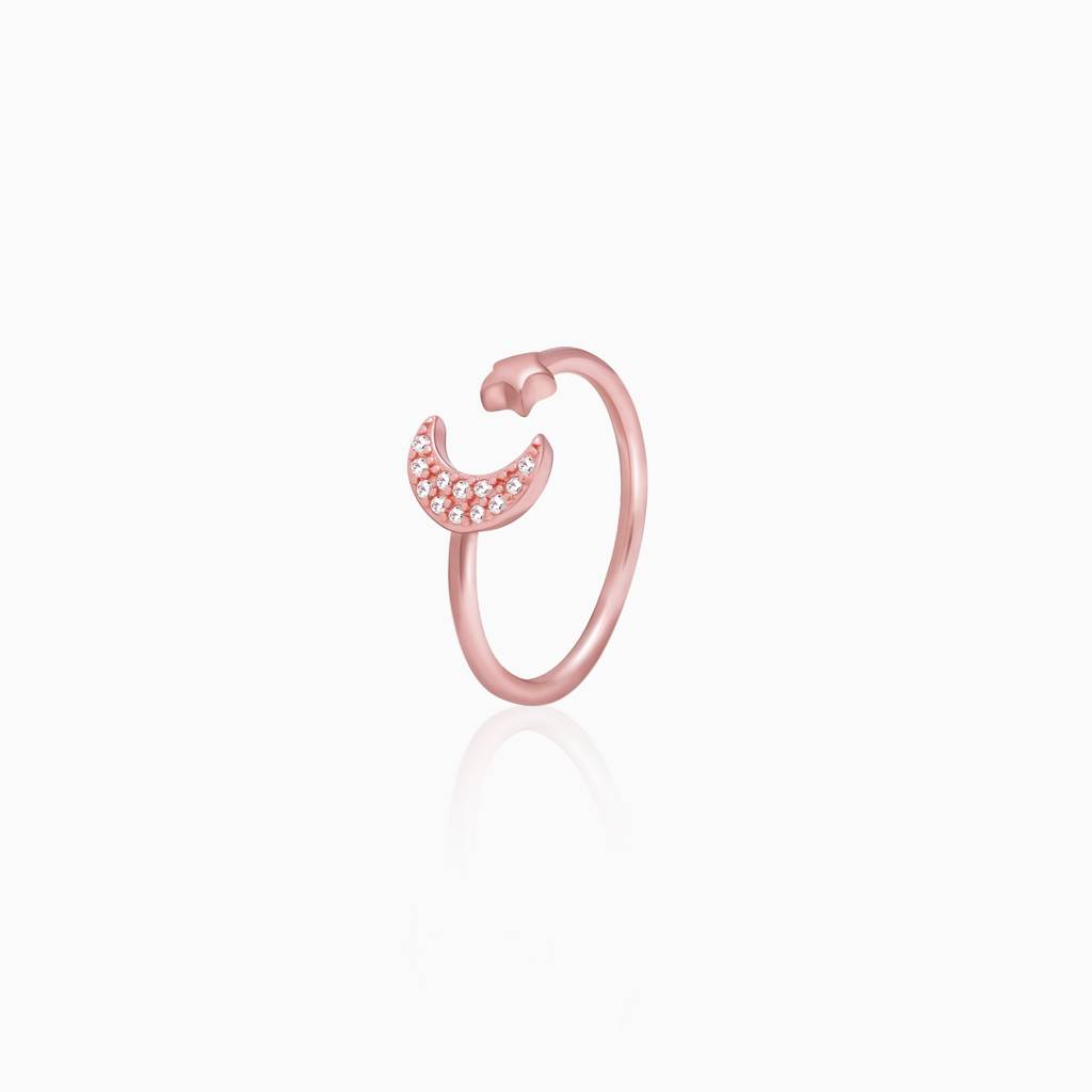 Rose Gold Moon-Star Constellation Ring : R0188