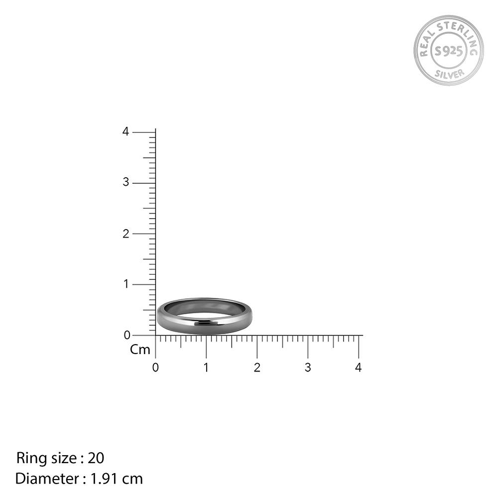 Giva 925 Silver Black Rhodium Solid Band For Him,Fixed Size, Indian - 20 | Gifts For Men And Boys | With Certi : R01890_20
