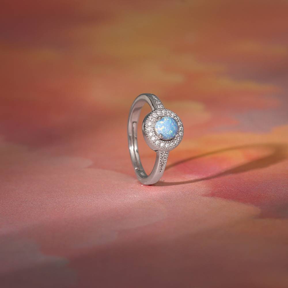925 Silver Circular Opal Ring : R01892