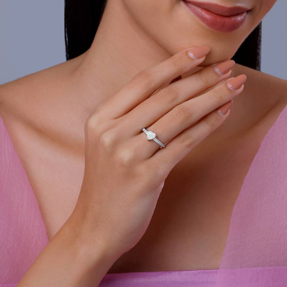 925 Silver Opal Heart Ring : R01893