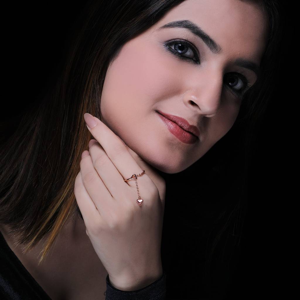 Rose Gold Heart Melting Chain Ring : R018