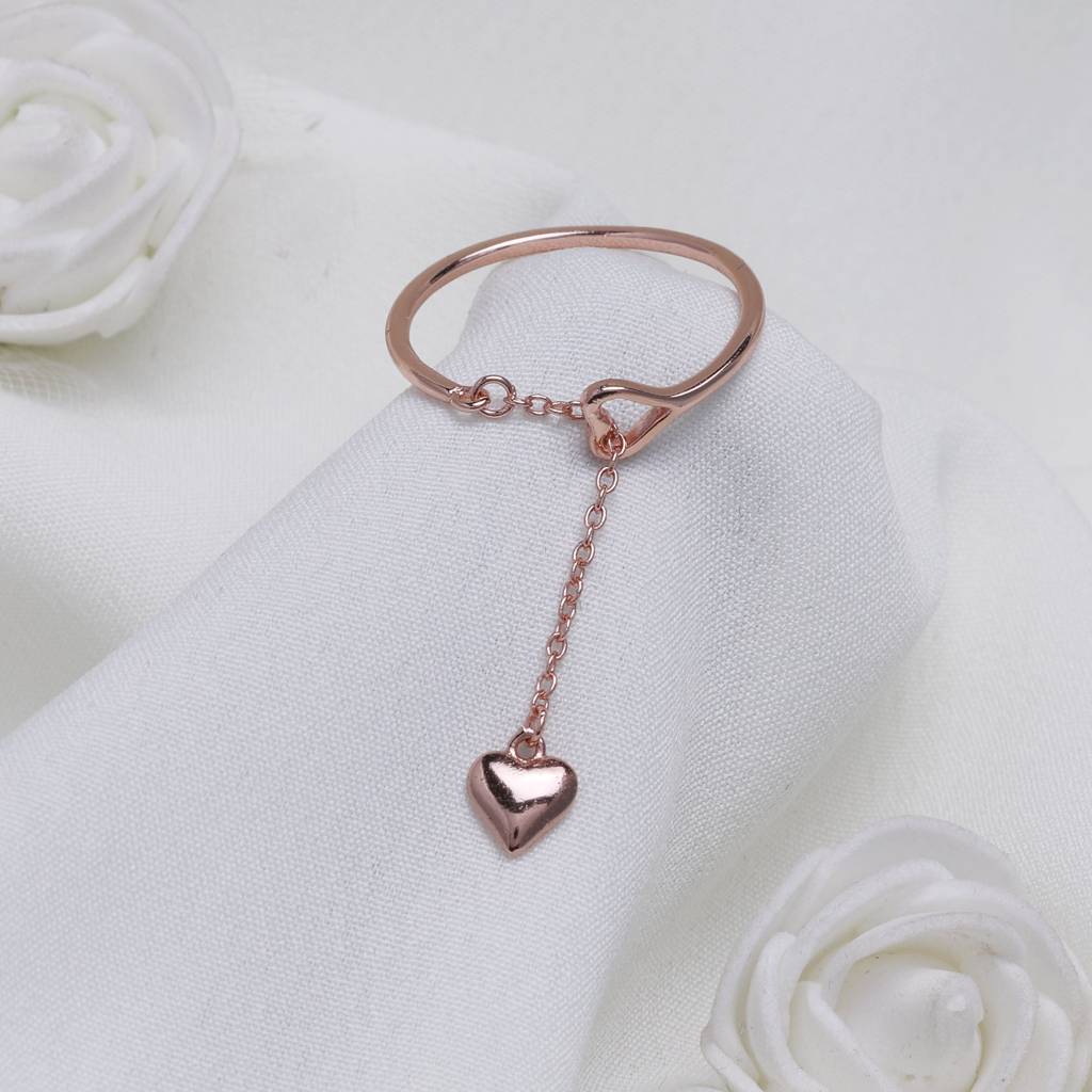 Rose Gold Heart Melting Chain Ring Rose Gold Heart Melting Chain