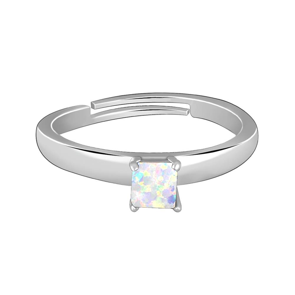925 Silver Opal Square Ring : R01903