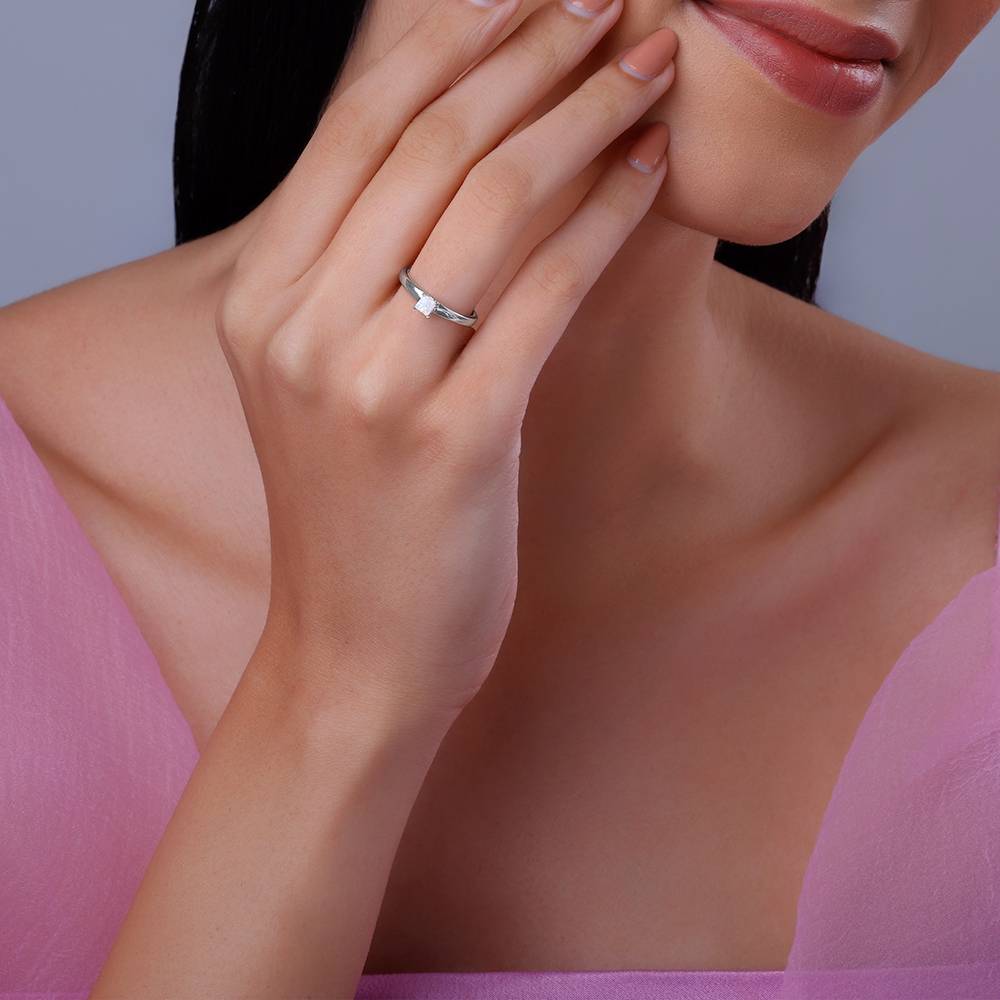 925 Silver Opal Square Ring : R01903