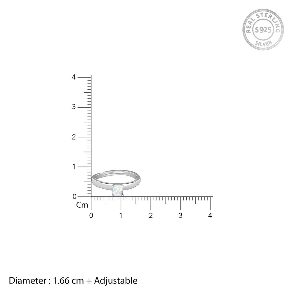925 Silver Opal Square Ring : R01903