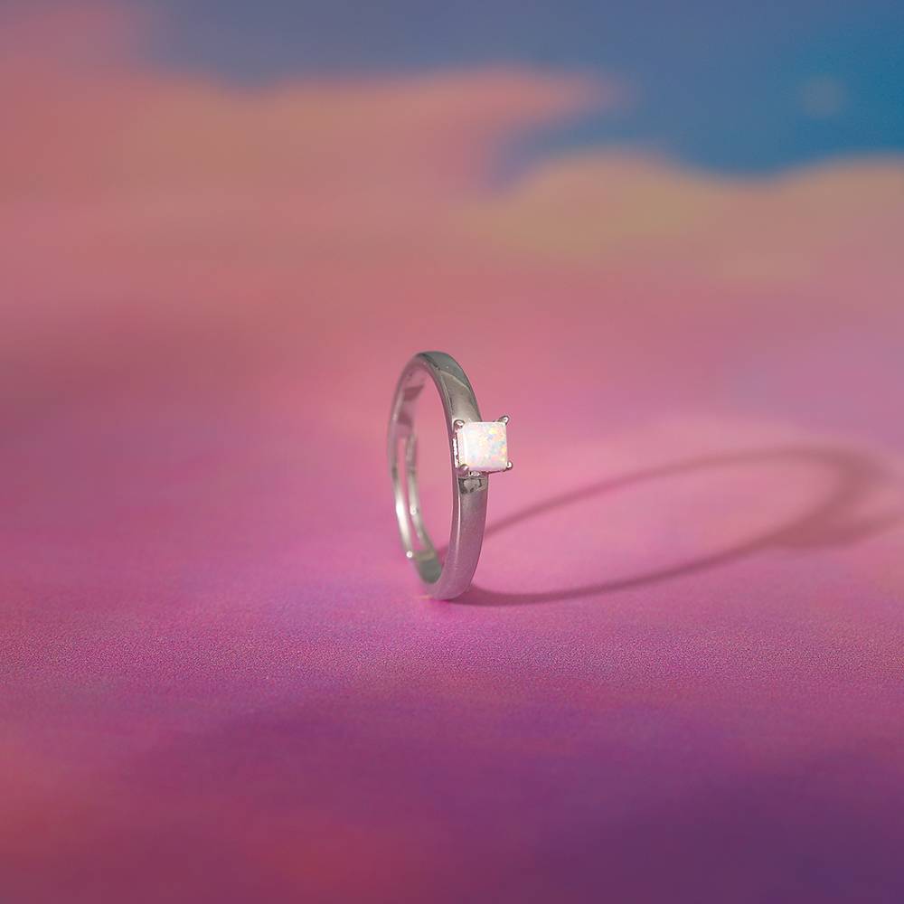 925 Silver Opal Square Ring : R01903