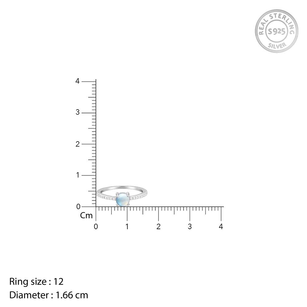 925 Silver Sparkling Moonstone Ring : R01907