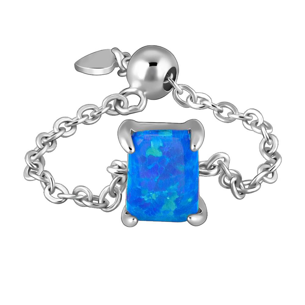 925 Silver Opal Rectangle Chain Ring : R01910
