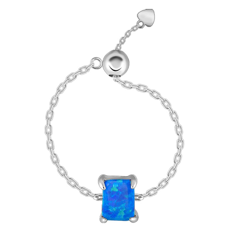 925 Silver Opal Rectangle Chain Ring : R01910