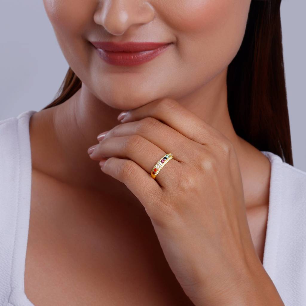 Giva 925 Silver Golden Spectra Glow Ring , Adjustable | Gifts For Women And Girls | With C : R01913
