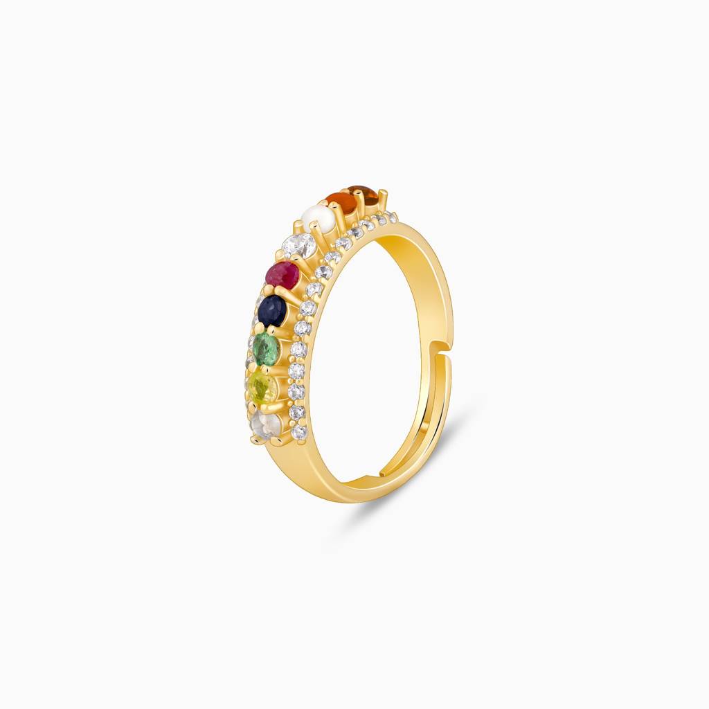 Giva 925 Silver Golden Spectra Glow Ring , Adjustable | Gifts For Women And Girls | With C : R01913