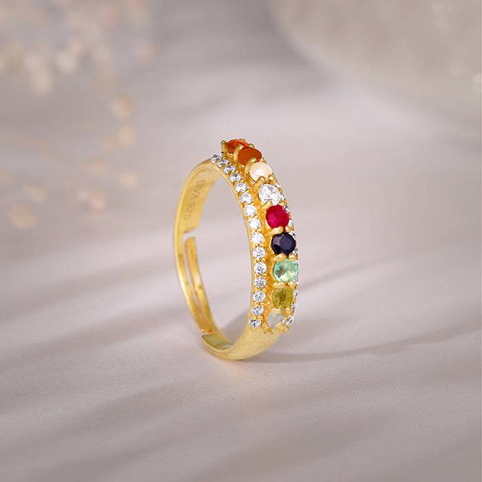 Giva 925 Silver Golden Spectra Glow Ring , Adjustable | Gifts For Women And Girls | With C : R01913