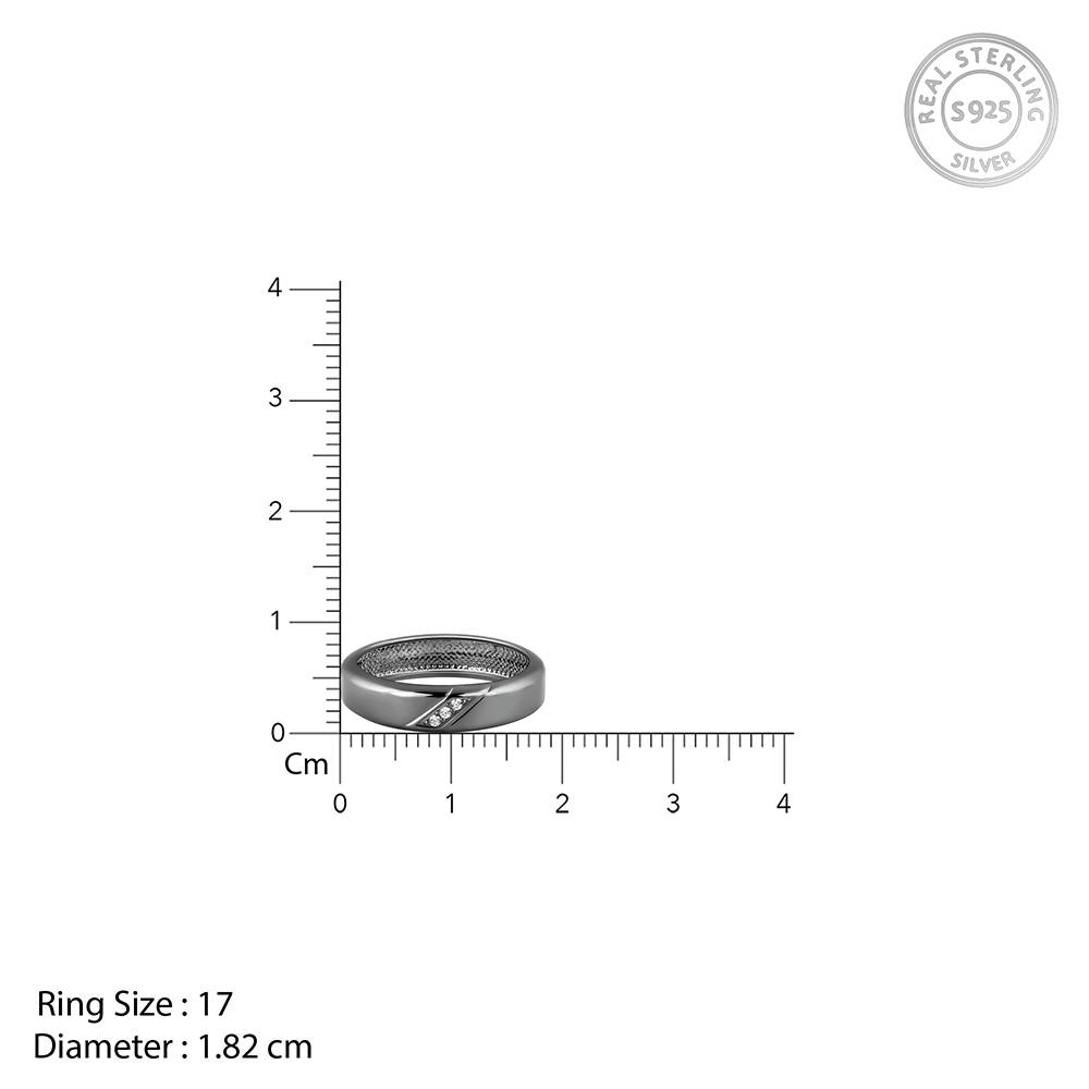 Giva 925 Silver Black Rhodium Zirconia Band For Him,Fixed Size, Indian - 17| Gifts For Men And Boys | With Cer : R01920_17