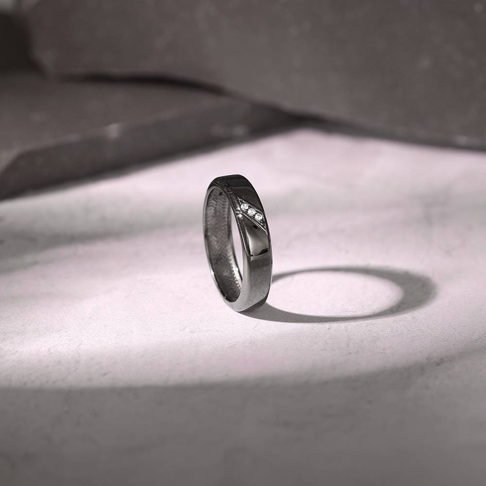 Giva 925 Silver Black Rhodium Zirconia Band For Him,Fixed Size, Indian - 17| Gifts For Men And Boys | With Cer : R01920_17