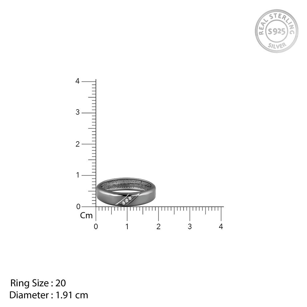 Giva 925 Silver Black Rhodium Zirconia Band For Him,Fixed Size, Indian - 20 | Gifts For Men And Boys | With Ce : R01920_20