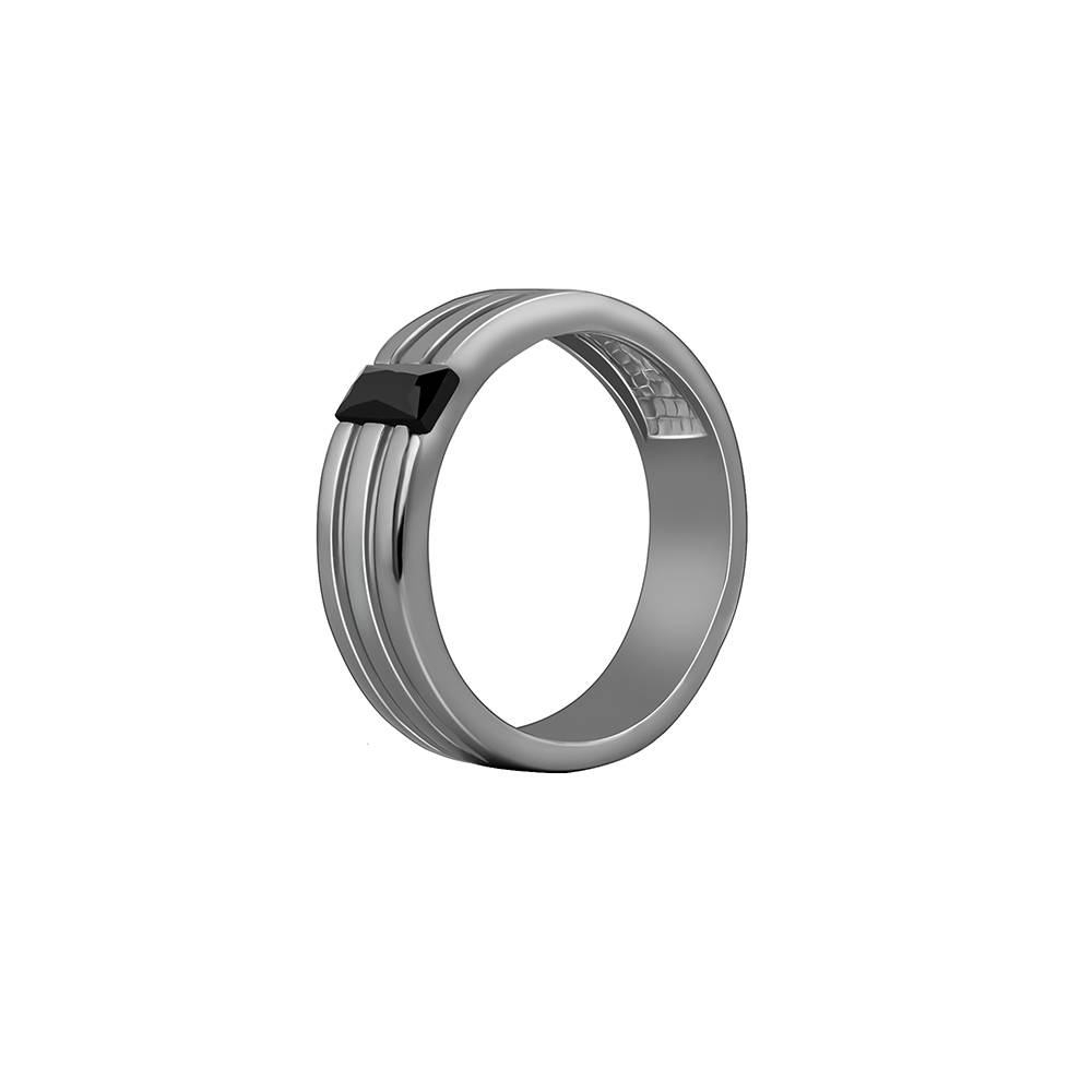 Giva 925 Silver Black Rhodium Rectangular Ring For Him,Fixed Size,Indian - 17 : R01921_17