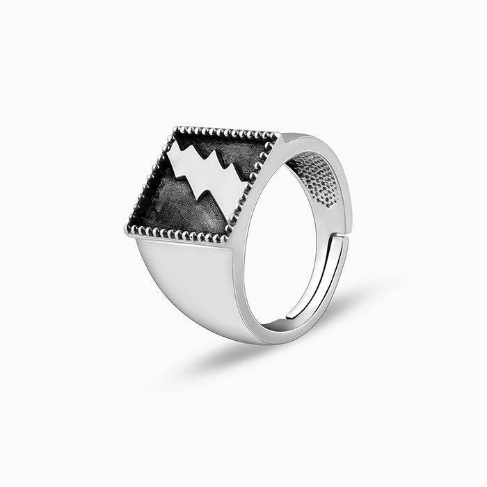 Oxidised Silver Thunder Ring For Him : R01923_20