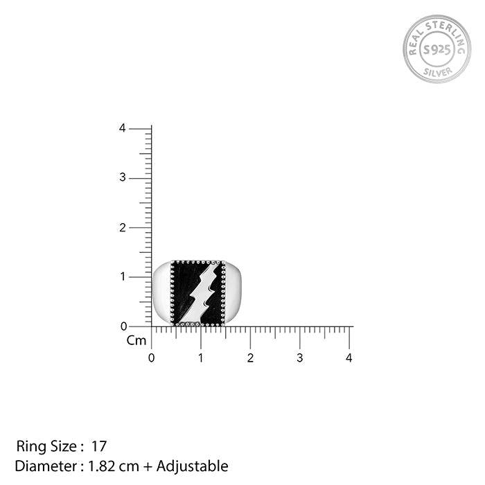 Giva 925 Silver Oxidised Silver Thunder Ring For Him,Indian - 17 | Gifts For Men And Boys  : R01923_17